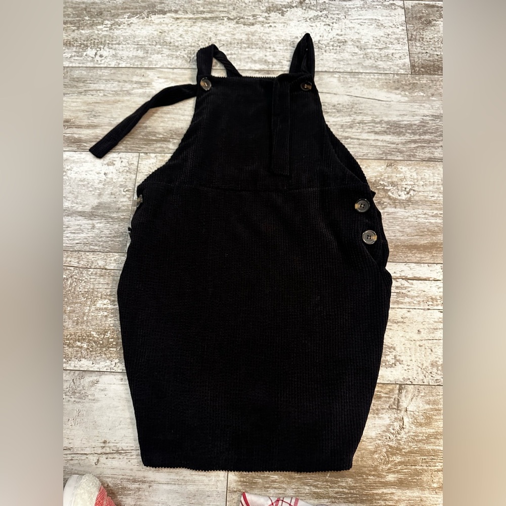 Black Corduroy Overall Dress